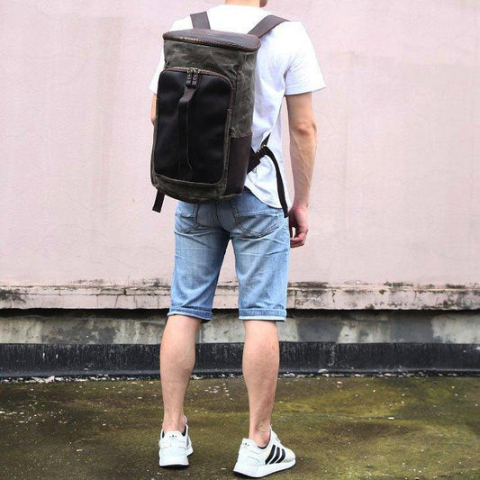 Large Wax Canvas Backpack Vintage Mens - Woosir