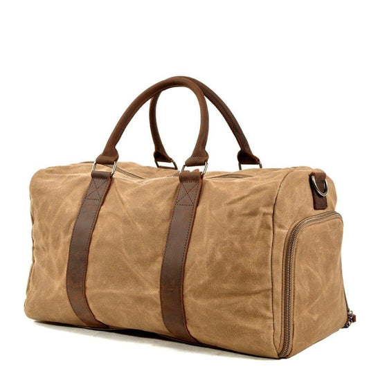 Waxed Canvas Duffle Bags with Shoe Compartment - Woosir