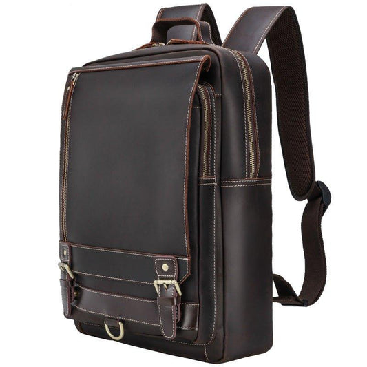 Trolley Sleeve Backpack Leather Mens - Woosir