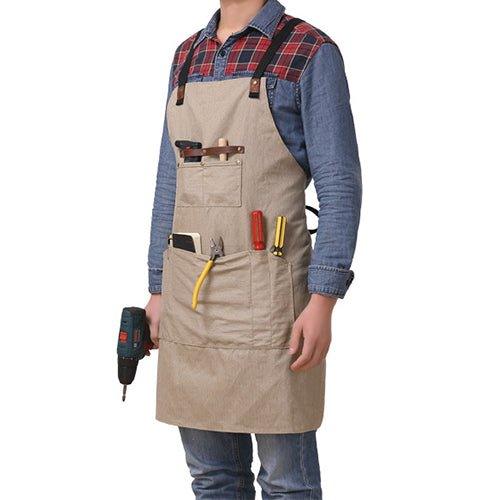 Woosir Vintage Canvas Apron With Leather - Woosir