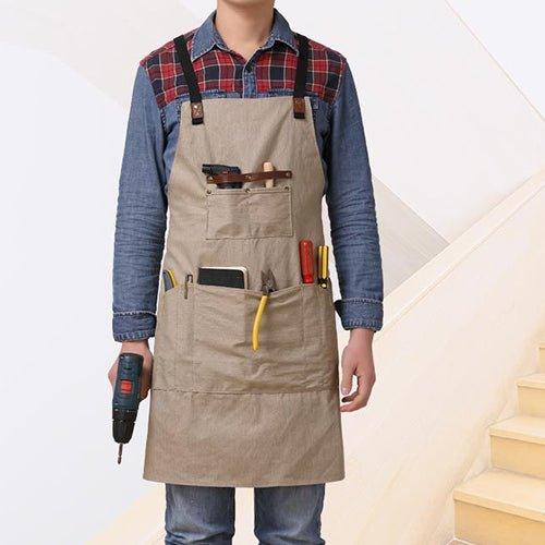 Woosir Vintage Canvas Apron With Leather - Woosir