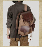 Vintage Canvas Backpack Purse Travel for Men - Woosir