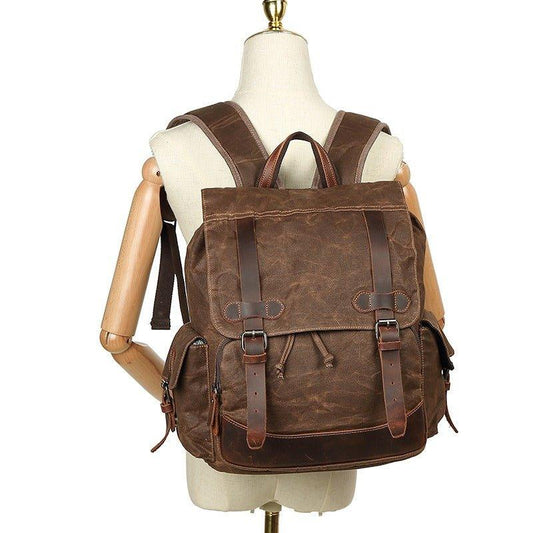 Mens Canvas Backpack Vintage for Travel School - Woosir