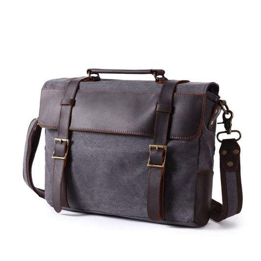 Vintage Canvas Genuine Leather Messenger Bag - Woosir