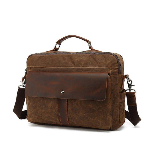 Mens Vintage Canvas Business Messenger Bag for Laptop - Woosir