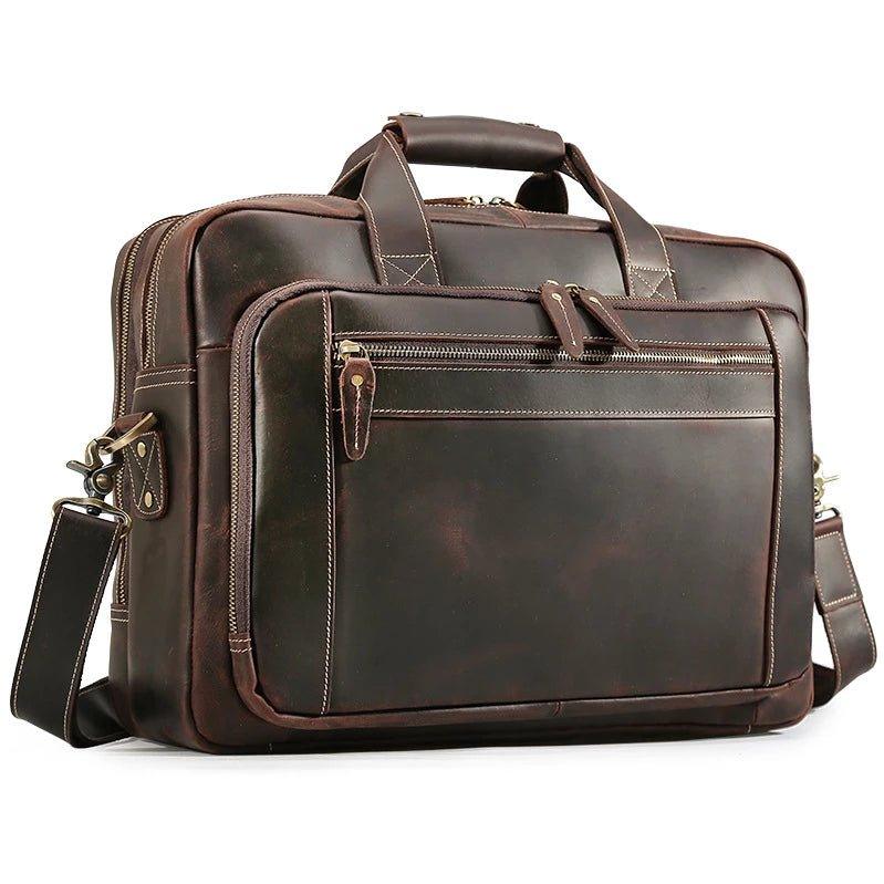 Vintage Leather Briefcase for Men 17 Inch Laptop Computer Case Business  Travel Work Messenger Cross Body Shoulder Bags