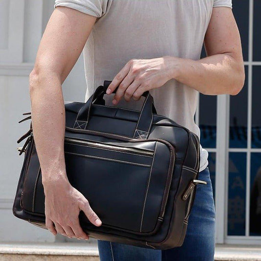 Woosir Vintage Distressed Leather Briefcase for Laptop - Woosir