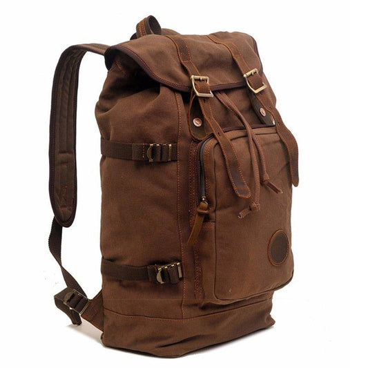 Vintage Drawstring Canvas Backpack Fit 17" Laptop - Woosir