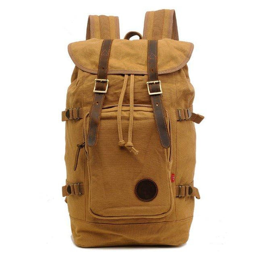 Vintage Drawstring Canvas Backpack Fit 17" Laptop - Woosir