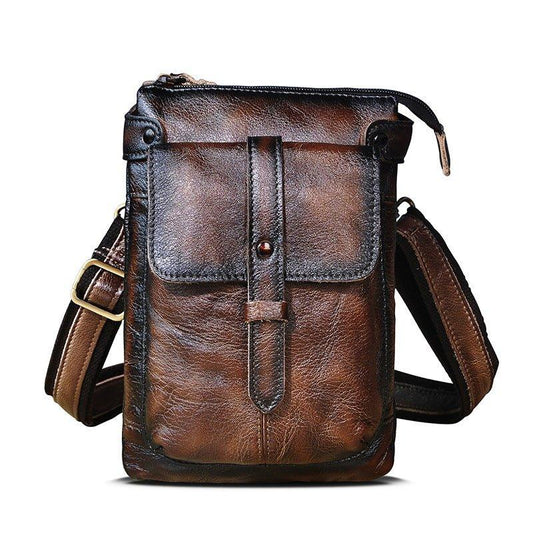 Woosir Vintage Genuine Leather 8 Inch Messenger Bag for Men - Woosir