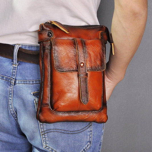 Woosir Vintage Genuine Leather 8 Inch Messenger Bag for Men - Woosir