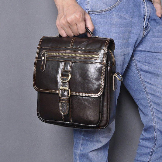 Vintage Leather Messenger Shoulder Bag for Men - Woosir