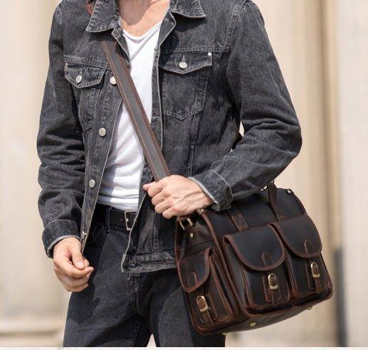 Woosir Vintage Handbag Mens Leather Briefcase - Woosir