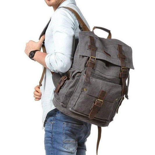 Vintage High Density Thick Canvas Backpack - Woosir
