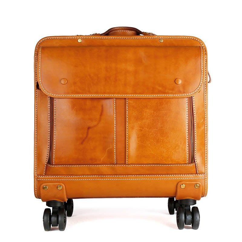 16 20 inch 100% Genuine cow leather Travel Luggage Rolling