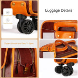 Woosir Vintage Leather 20 Inch Luggage On Wheels - Woosir