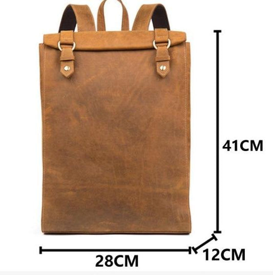 Mens Leather Backpack for Laptop - Woosir