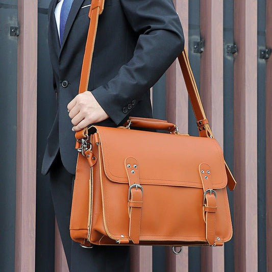 Woosir Vintage Leather Briefcase Backpack Convertible - Woosir