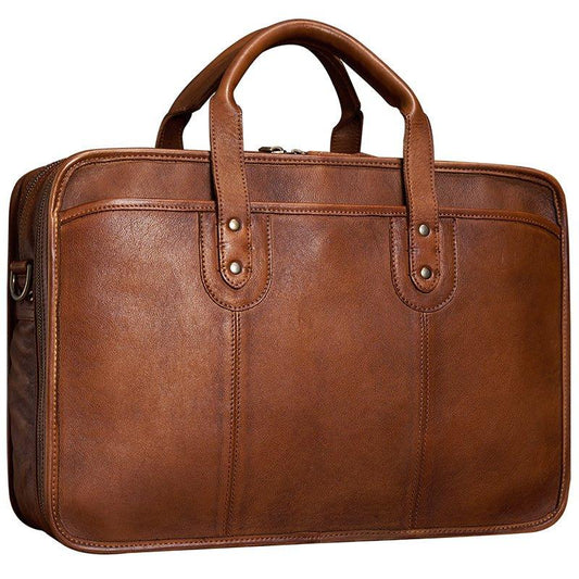 Woosir Vintage Leather Briefcase Fit 16" 17" Laptop - Woosir