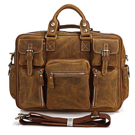Woosir Vintage Leather Briefcase for Men - Woosir