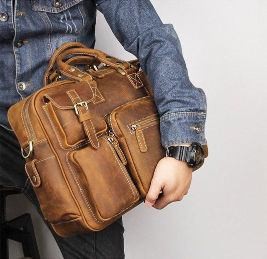 Woosir Vintage Leather Briefcase for Men - Woosir