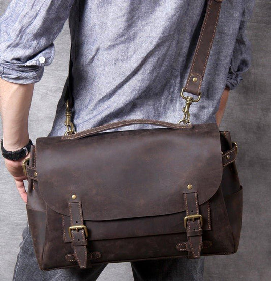 Woosir Vintage Leather Briefcase Laptop Bag - Woosir