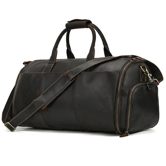 Vintage Leather Garment Duffle Bag for Men - Woosir