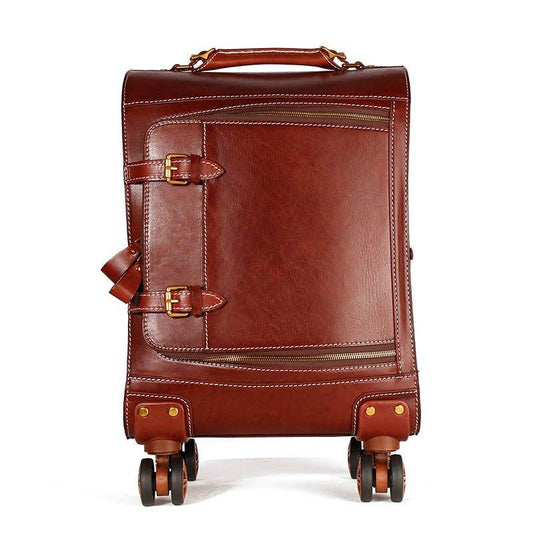 Woosir Vintage Leather Suitcase 20 Inch Travel Luggage - Woosir