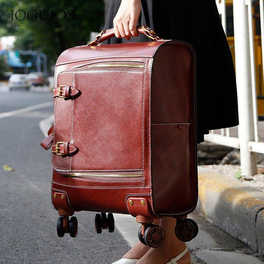 Woosir Vintage Leather Suitcase 20 Inch Travel Luggage - Woosir