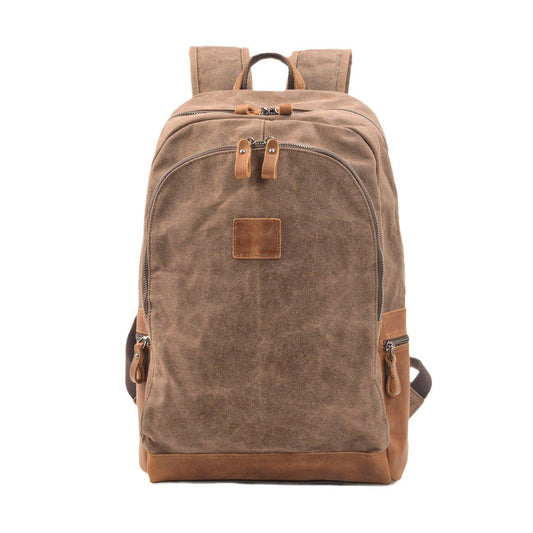 Vintage Leather Waxed Canvas Backpack - Woosir