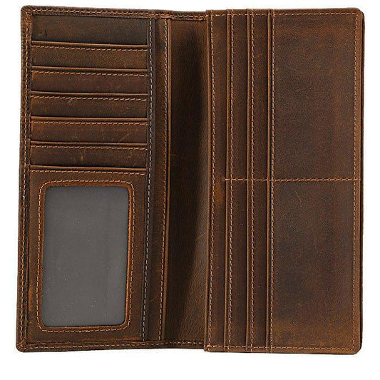 Woosir Vintage Look Genuine Leather Long Wallet Mens - Woosir