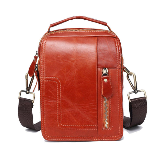 Woosir Vintage Red-Brown Leather Messenger Bag for Men - Woosir