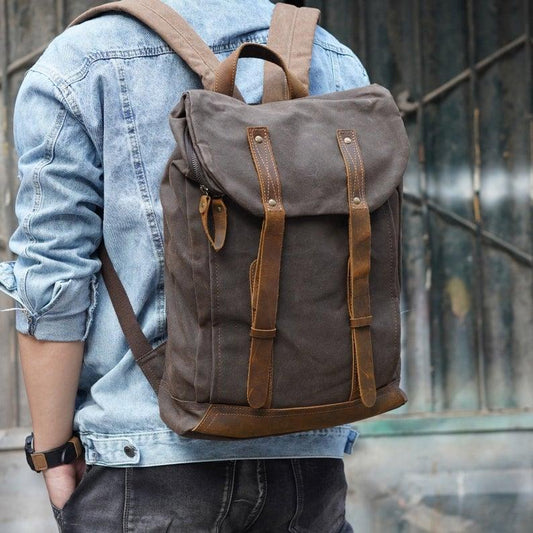 Vintage Canvas Backpacks Laptop for Mens - Woosir