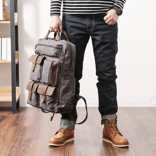 Vintage Waxed Canvas Backpack Laptop for Men - Woosir