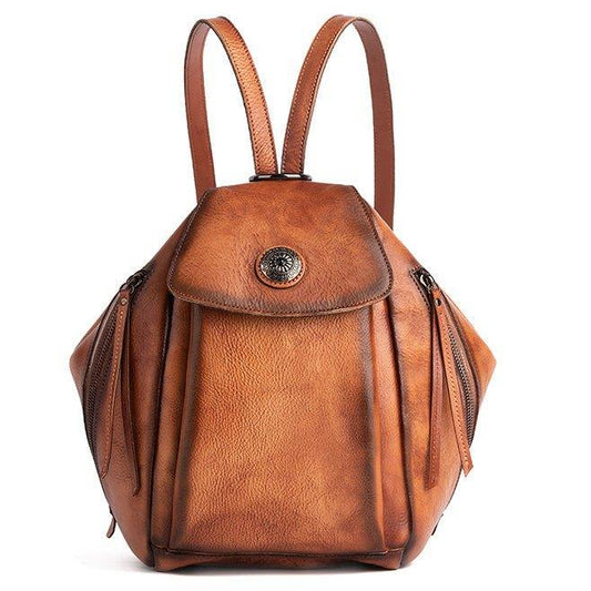 Small Leather Backpack Vintage - Woosir