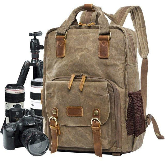 Woosir Waterproof Waxed Canvas Camera Backpack - Woosir