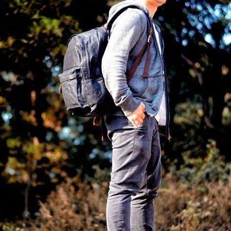Vintage Waxed Canvas Backpack Mens - Woosir