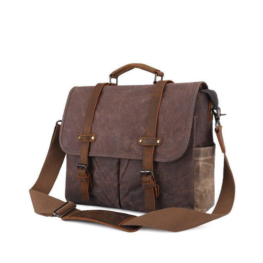 Woosir Waxed Canvas Briefcase Men - Woosir