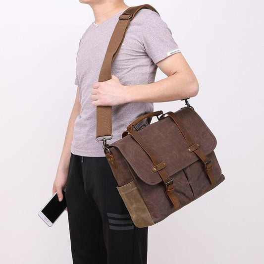 Woosir Waxed Canvas Briefcase Men - Woosir