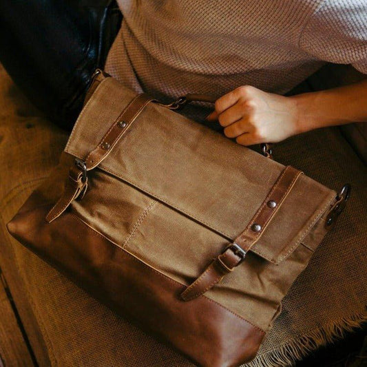 Mens Laptop Messenger Canvas Bag - Woosir