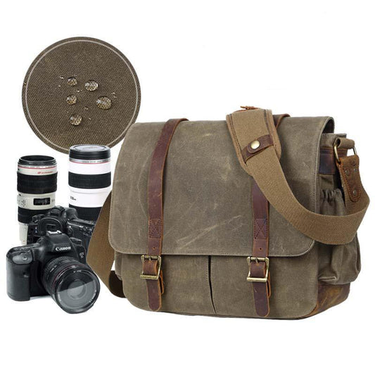 Woosir Waxed Canvas DSLR Camera Messenger Bag - Woosir