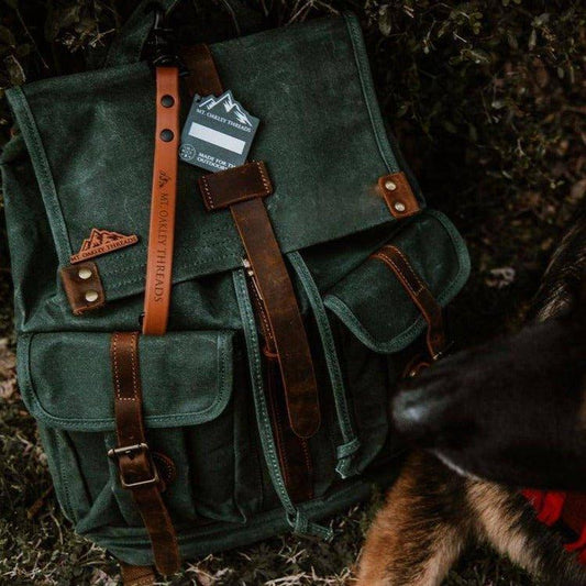 Waxed Canvas Backpack with Front Pockets - Woosir