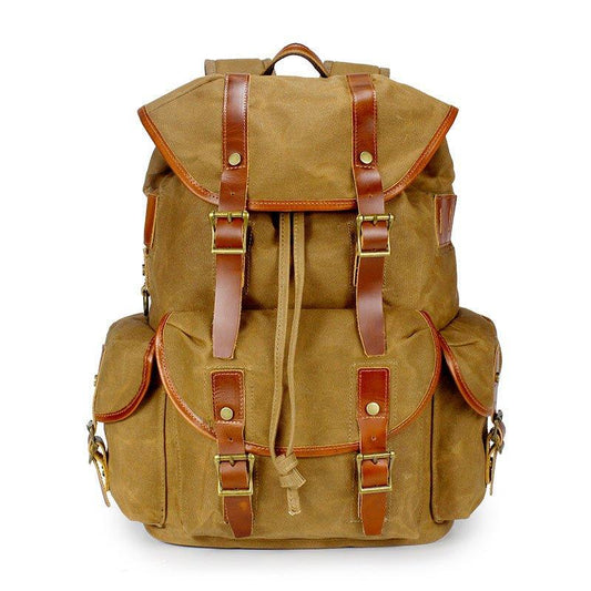 Wax Canvas Vintage Backpack with Laptop Sleeve - Woosir