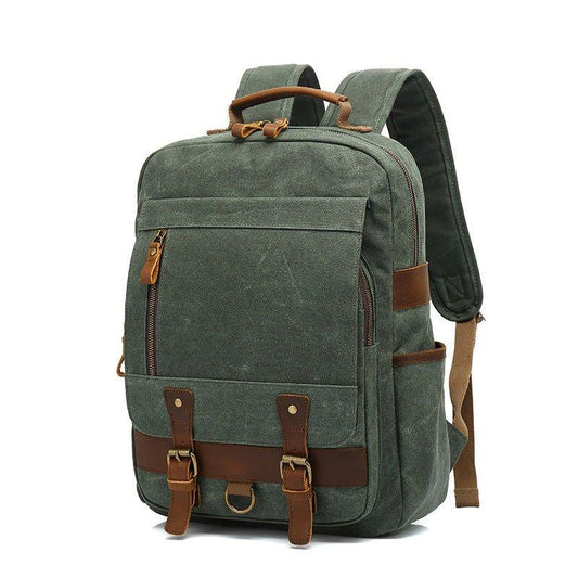 Waxed Canvas Rucksack Vintage Backpack - Woosir