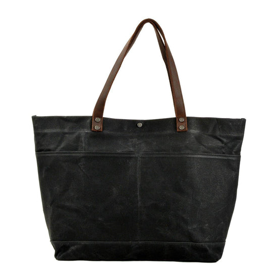 Woosir Waxed Canvas Shoulder Tote Bag with Front Pockets - Woosir