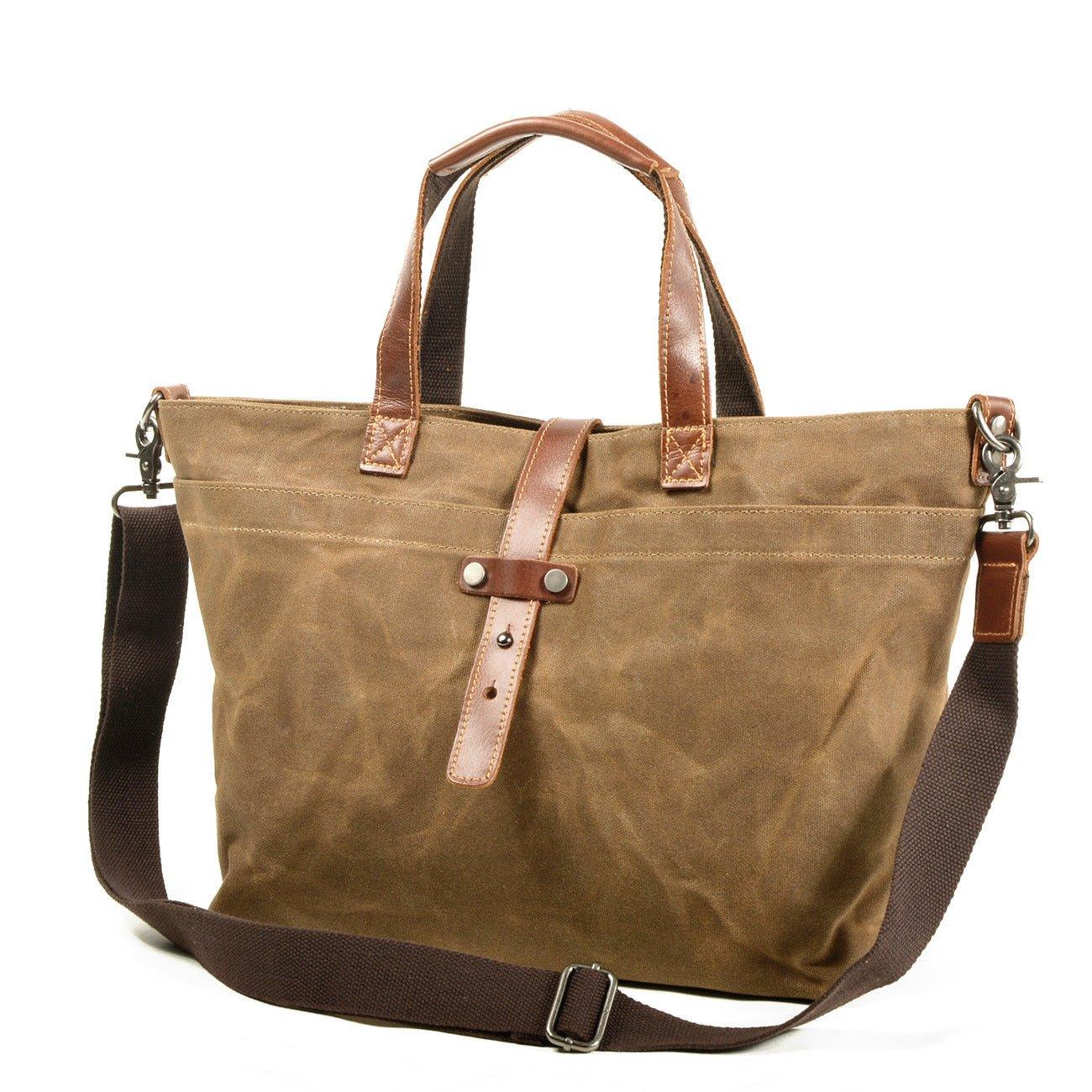 Woosir Waxed Canvas Tote Bag with Shoulder Strap