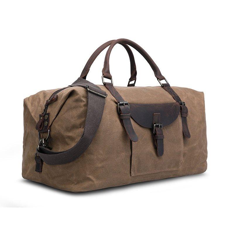 Waxed Canvas Duffle Bag with Shoe Compartment - Woosir