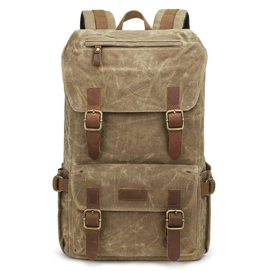 Vintage Waxed Canvas Backpack Mens with Laptop Sleeve - Woosir