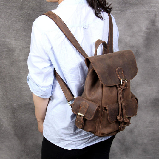 Woosir Women Backpack Leather Brown - Woosir