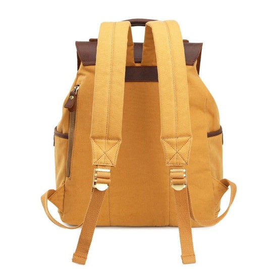 Women Canvas Leather Backpack 14 Inches - Woosir